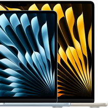 Zwei MacBook Air Laptops zeigen die Größenrelationen der Displays: 13.6