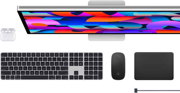 Mac Zubehör: AirPods, Studio Display, Magic Keyboard, Magic Mouse, Magic Trackpad, MagSafe Ladekabel