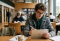 Tablet für Studenten Beitragsbild - Student arbeitet mit iPad in einer Uni Bibliothek